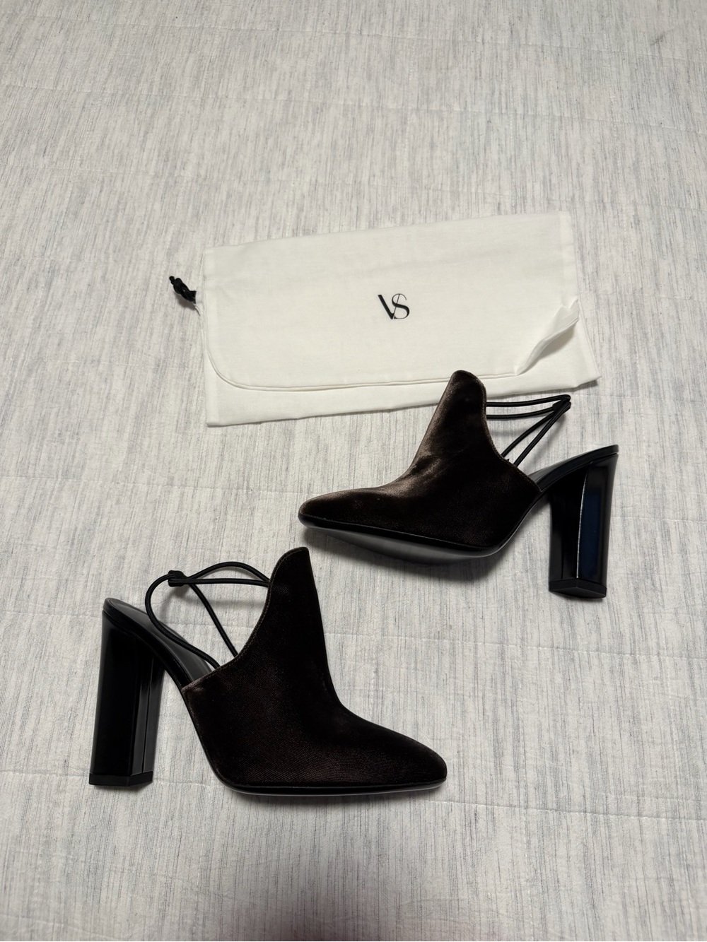 Via Spiga Black Velvet Slingback Block Heels